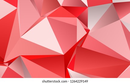 Red geometric background with triangles of different shapes and sizes. A combination of geometric shapes. Modern minimalist style Vector illustration Abstract paper, polygonal pattern, origami style