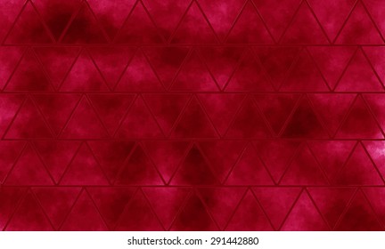 Red geometric background with triangles. Watercolor hand drawing. Vector illustration
