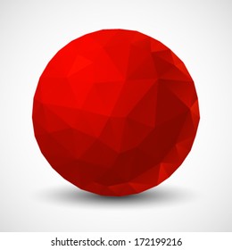 Red Geometric Ball. Vector illustration. 