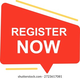 Red geometric box register now button design