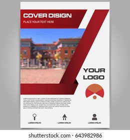 Red geometric business brochure vector design, Leaflet advertising abstract background.
