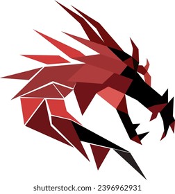 
Red geometric dragon head made of triangles