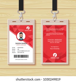 Red Geometric Employee ID Card Design Template