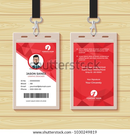 red geometric employee id card design のベクター画像素材