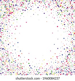 Red Geometric Event Background. Surprise Confetti Texture. Pink Graphic Square Isolated. Green Rainbow Dot.