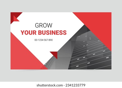 Red geometric grow your business social media cover template