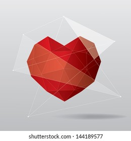 Red Geometric Heart Background