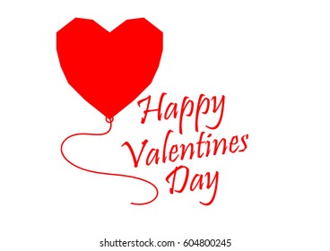 Red geometric heart balloon with a Happy Valentines Day message