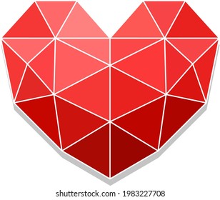 Red geometric heart isolated illustration