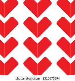 Red geometric or heart on white background. vector pattern.