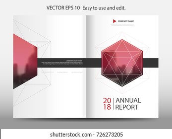 Red Geometric Hexagon Annual Report Brochure Design Template Vector. Business Flyers Infographic Magazine Poster.Abstract Layout Template ,Book Cover Presentation Portfolio.