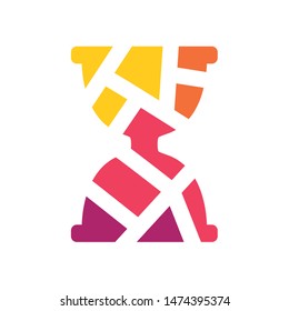 red geometric hourglass icon- vector illustration