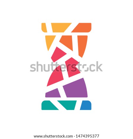 red geometric hourglass icon- vector illustration