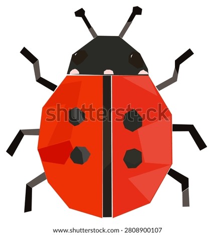 Red geometric ladybug icon. Mosaic ladybird vector design isolated.