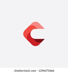 red geometric letter c icon sign design element