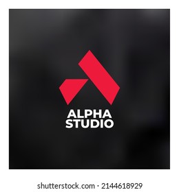 Red geometric logo with triangles and A letter for business or lawer company
