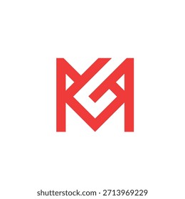 Logotipo geométrico rojo del monograma de MG O GM para la identidad de la marca.