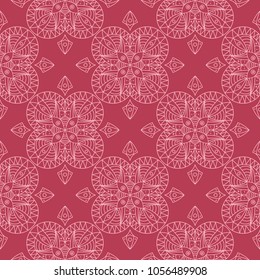 Red geometric ornament. Seamless pattern for web, textile and wallpapers