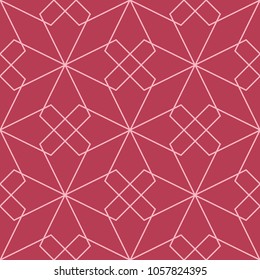 Red geometric ornament. Seamless pattern for web, textile and wallpapers