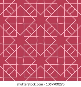 Red geometric ornament. Seamless pattern for web, textile and wallpapers