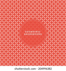 Red geometric ornamental pattern background. Vector graphic template.