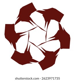 Red geometric pattern forming a circular abstract design on a neutral white background,evoking concepts of symmetry,creativity,modern art.Perfect for contemporary and minimalistic aesthetic purposes.