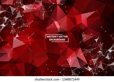 Red Geometric Polygonal background molecule and communication. Connected lines with dots. Minimalism background. Concept of the science, chemistry, biology, medicine, technology.