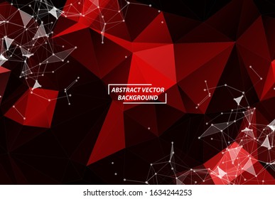 Red Geometric Polygonal background molecule and communication. Connected lines with dots. Minimalism background. Concept of the science, chemistry, biology, medicine, technology.