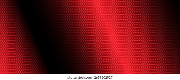 Fondo geométrico rojo de los polígonos, símbolo del hexágono, Fondo de pantalla metálico negro abstracto, Ilustración vectorial

