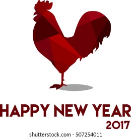 Red geometric rooster with shadow, symbol of 2017 on the Chinese calendar. Happy new year 2017 card for your flyers and greetings card. Place for text. Happy New Year 2017. Vector illustration