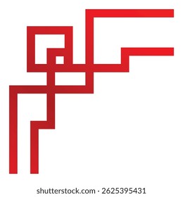 Red geometric shape forming an abstract right corner design element