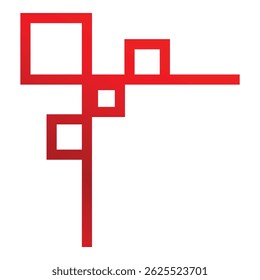 Red geometric shape is standing out on a white background