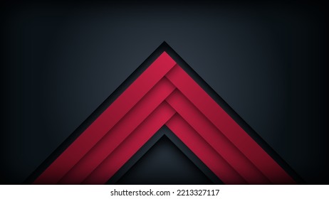 Red geometric shapes and black background.