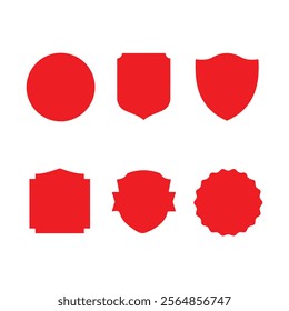 Red Geometric Shapes and Shield Icons Set for Design Templates and Branding