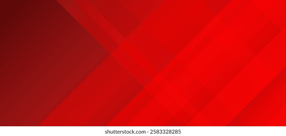 Red geometric shapes vector on red background with light line effect. Modern simple overlap triangle shapes creative design. red horizontal template elements