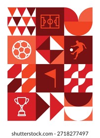 Fondo plano de fútbol geométrico rojo