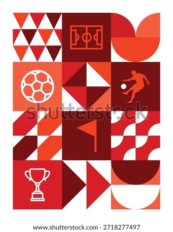Red Geometric Soccer Flat Background