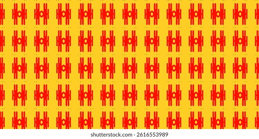 Red Geometric Symbol Pattern on Yellow Background
