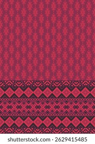 Red geometric traditional ethnic pattern design for fabric print cloth, dress, curtain, wallpaper.