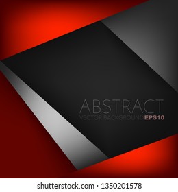Red geometric triangle vector background overlap layer on black space for text design