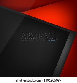 Red geometric triangle vector background overlap layer on black space for design