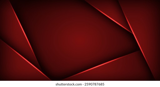 Red geometric triangle vector background overlap layer on black space for text and background design Eps10 vector