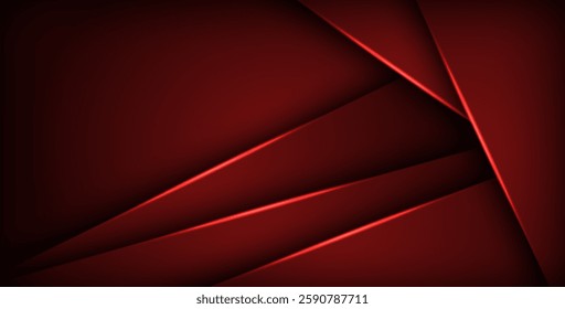 Red geometric triangle vector background overlap layer on black space for text and background design Eps10 vector