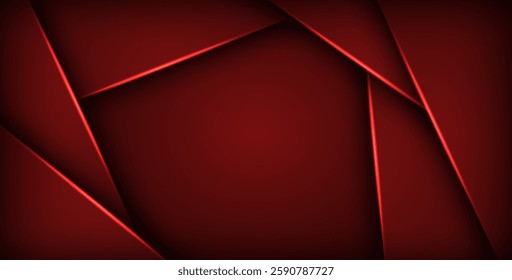 Red geometric triangle vector background overlap layer on black space for text and background design Eps10 vector