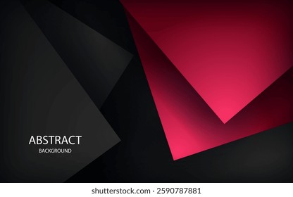 Red geometric triangle vector background overlap layer on black space for text and background design Eps10 vector