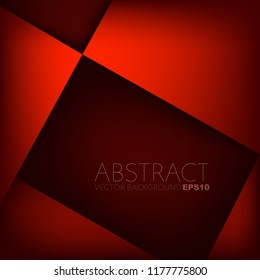 Red geometric vector background overlap layer on square dark space for text and background design