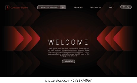 Red Geometric Website Design mit Suchfunktion