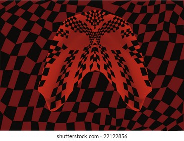 red geometrical background and mask