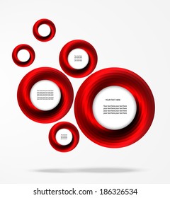 Red geometrical circles background, vector illustration