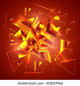 Red geometry design abstract concept pattern origami. Vector illustation.